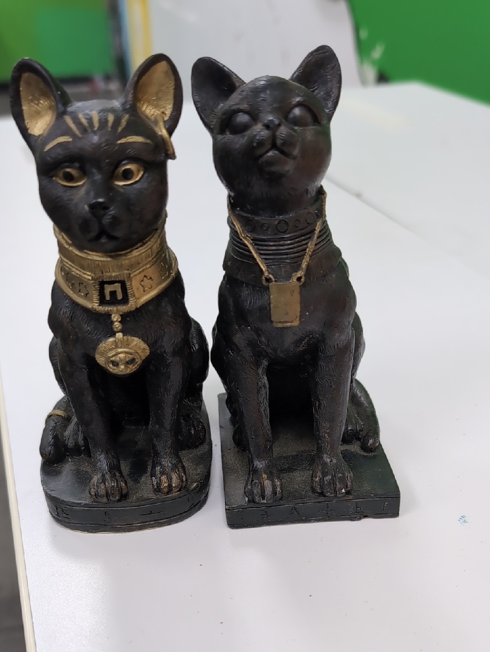 Black and Gold Egyptian-Style Cat Figurine - Decorative Home Accent